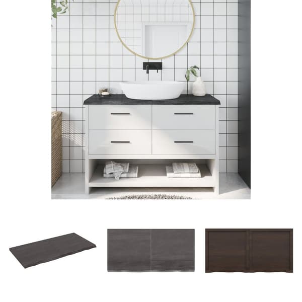 The Living Store Bänkskiva badrum mörkbrun 120x60x(2-4) cm behandlat massivt trä -  Bänkskivor