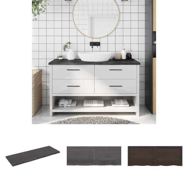 The Living Store Bänkskiva badrum mörkbrun 140x50x(2-4) cm behandlat massivt trä -  Bänkskivor