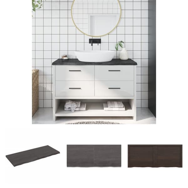 The Living Store Bänkskiva badrum mörkbrun 120x50x(2-4) cm behandlat massivt trä -  Bänkskivor