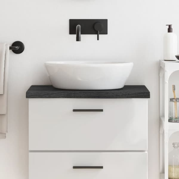 The Living Store bordplade til badeværelse 60x40x(2-4) cm massivt træ mørkegrå -  Køkkenbordplader