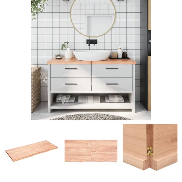 The Living Store Bänkskiva badrum ljusbrun 140x60x(2-4) cm behandlat massivt trä -  Bänkskivor