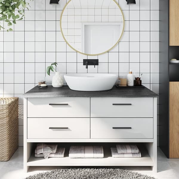 The Living Store bordplade til badeværelse 100x60x2 cm massivt træ mørkebrun -  Køkkenbordplader