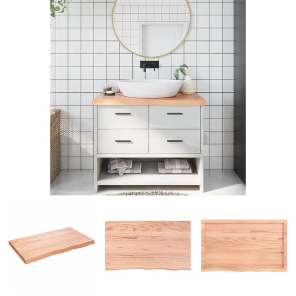 The Living Store Bänkskiva badrum ljusbrun 100x60x(2-6) cm behandlat massivt trä -  Bänkskivor