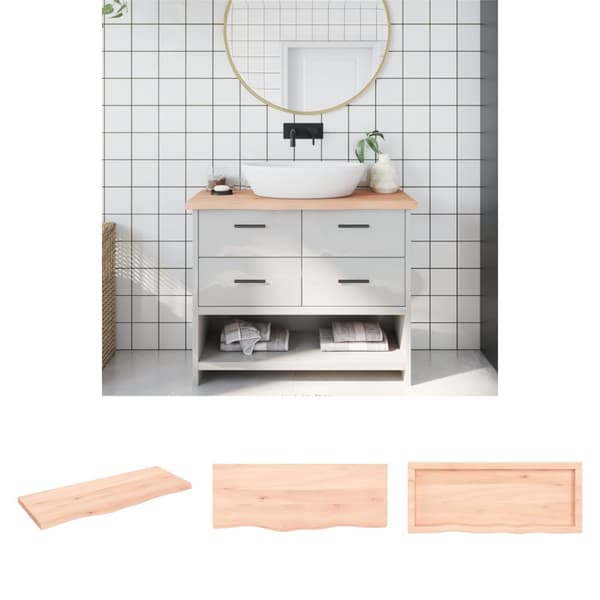 The Living Store Kylpyhuoneen työtaso 100x40x(2-4) cm käsittelemätön täysi puu -  Tiskit