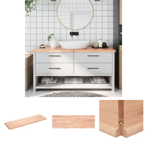 The Living Store Bänkskiva badrum ljusbrun 160x50x(2-4) cm behandlat massivt trä -  Bänkskivor