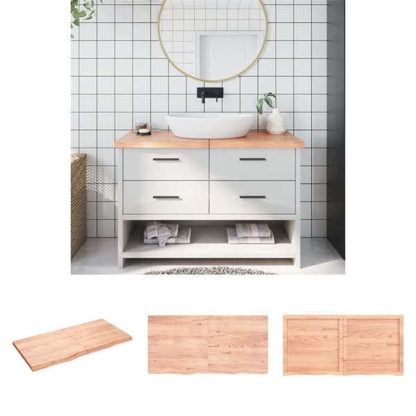 The Living Store Kylpyhuoneen työtaso v.ruskea 120x60x(2-4)cm käsitelty täyspuu -  Tiskit