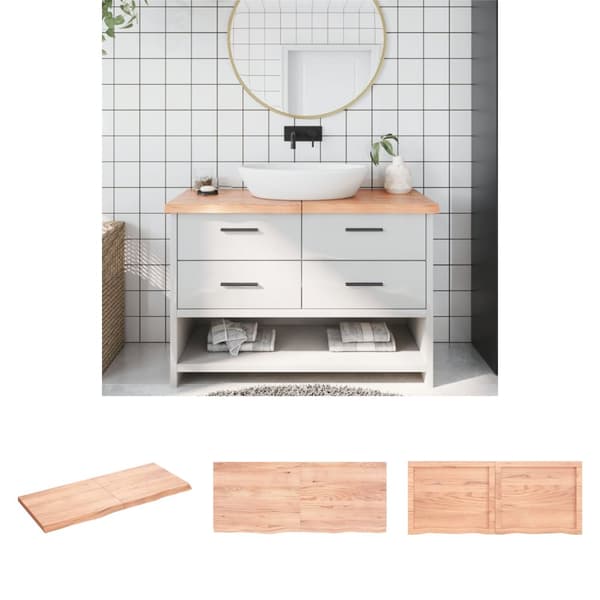 The Living Store Bänkskiva badrum ljusbrun 120x50x(2-4) cm behandlat massivt trä -  Bänkskivor