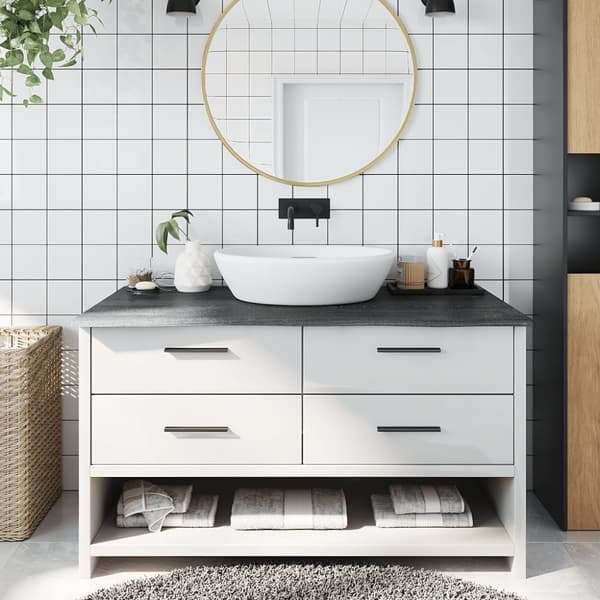 The Living Store bordplade til badeværelse 100x50x2 cm massivt træ mørkebrun -  Køkkenbordplader