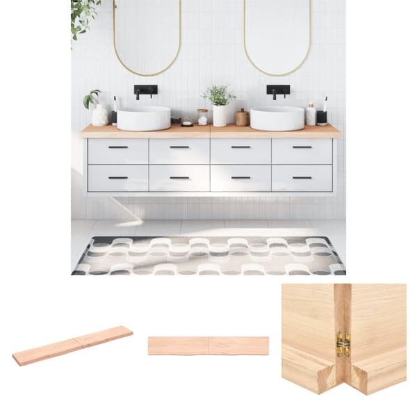 The Living Store bordplade til badeværelse 200x30x(2-6)cm massivt træ ubehandlet -  Køkkenbordplader