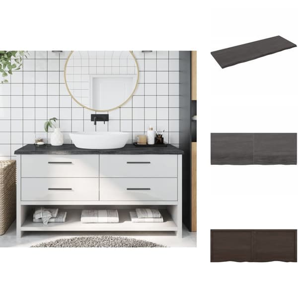 Køkkenbordplader - Living bordplade til badeværelse 160x60x(2-4) cm massivt træ mørkebrun