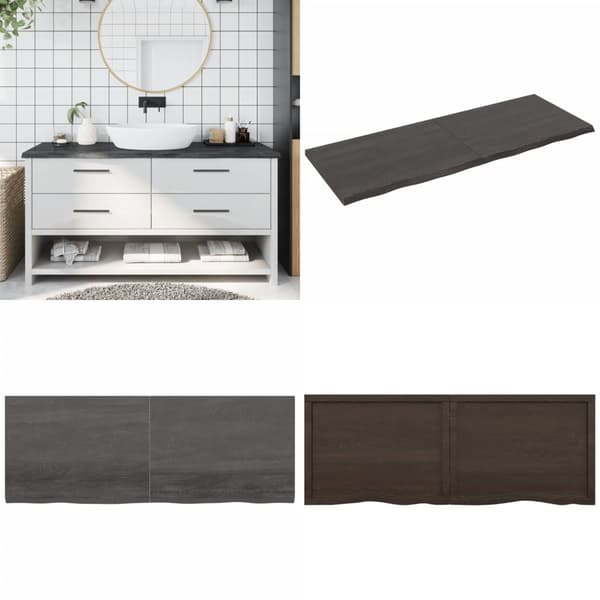 Bordplade til badeværelse 160x60x(2-4) cm massivt træ mørkebrun - Bordplade Til Badeværelse - Træbordplade - Home & Living