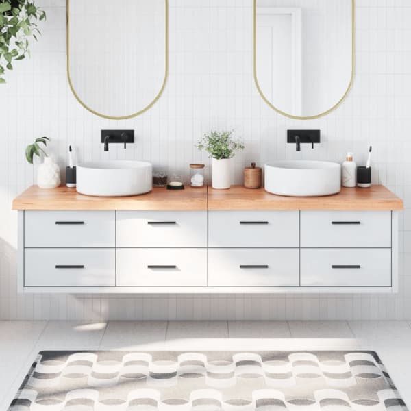 Bänkskiva badrum ljusbrun 200x50x(2-6) cm behandlat massivt trä
