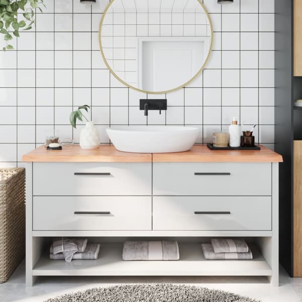 Bänkskiva badrum ljusbrun 160x50x(2-4) cm behandlat massivt trä