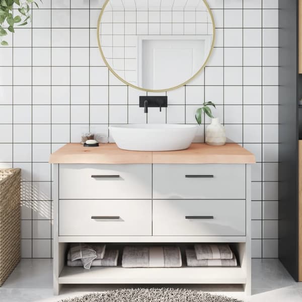 Bänkskiva för badrum 120x50x(2-6) cm obehandlat massivt trä