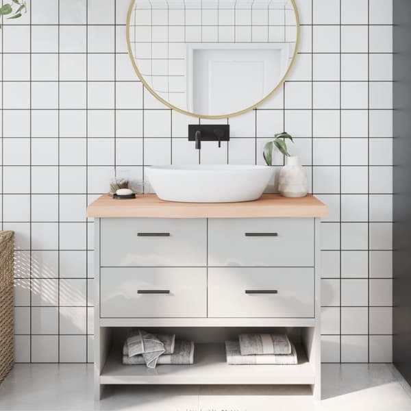 Bänkskiva för badrum 100x30x(2-6) cm obehandlat massivt trä