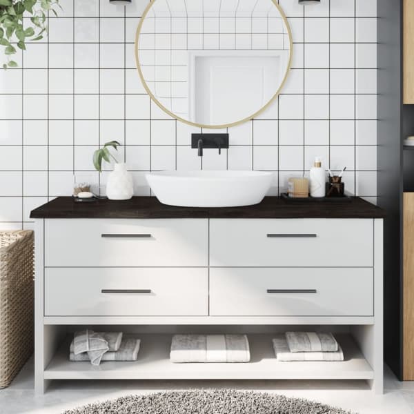 Bänkskiva badrum mörkbrun 160x50x(2-4) cm behandlat massivt trä