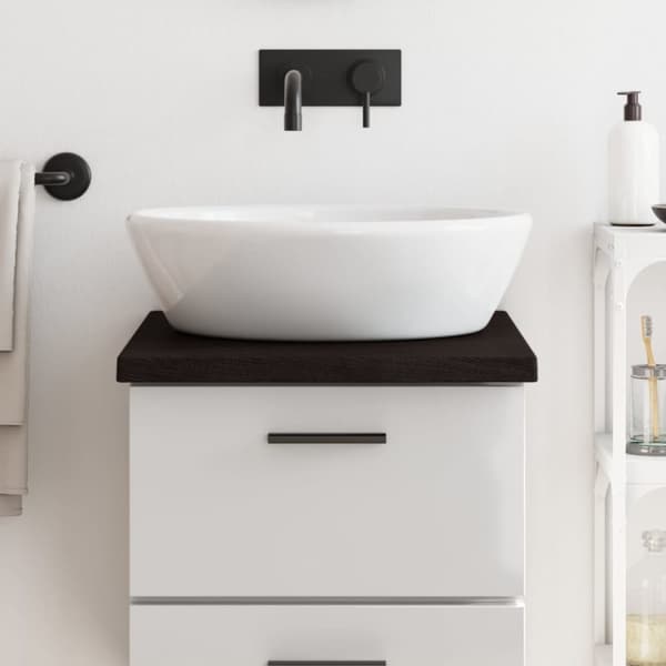 Bänkskiva badrum mörkbrun 40x50x(2-4) cm behandlat massivt trä