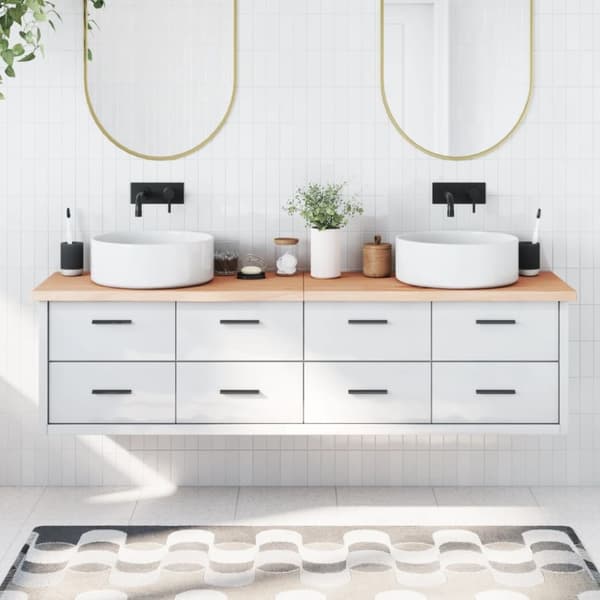 Bänkskiva för badrum 180x50x(2-4) cm obehandlat massivt trä