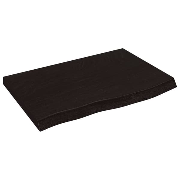 Bänkskiva badrum mörkbrun 60x40x(2-6) cm behandlat massivt trä