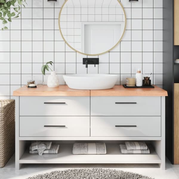 Bänkskiva badrum ljusbrun 160x50x(2-6) cm behandlat massivt trä