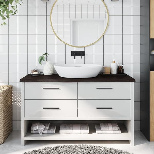 Bänkskiva badrum mörkbrun 100x30x(2-4) cm behandlat massivt trä