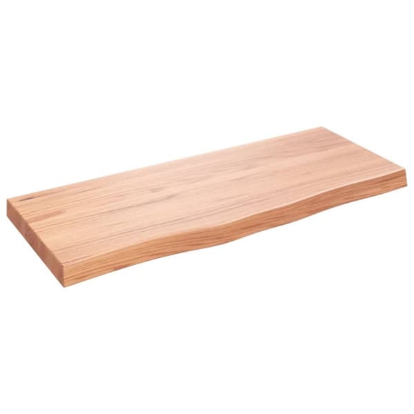 Bänkskiva badrum ljusbrun 100x40x(2-6) cm behandlat massivt trä
