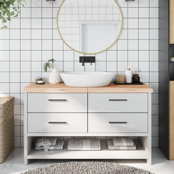 Bänkskiva för badrum 140x50x(2-6) cm obehandlat massivt trä