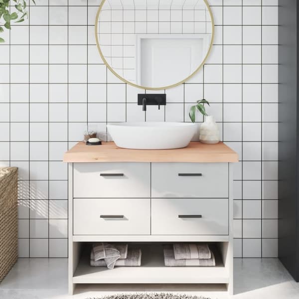 Bänkskiva för badrum 100x50x(2-6) cm obehandlat massivt trä