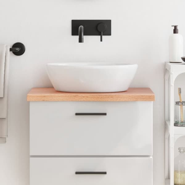 Bänkskiva badrum ljusbrun 60x30x(2-4) cm behandlat massivt trä
