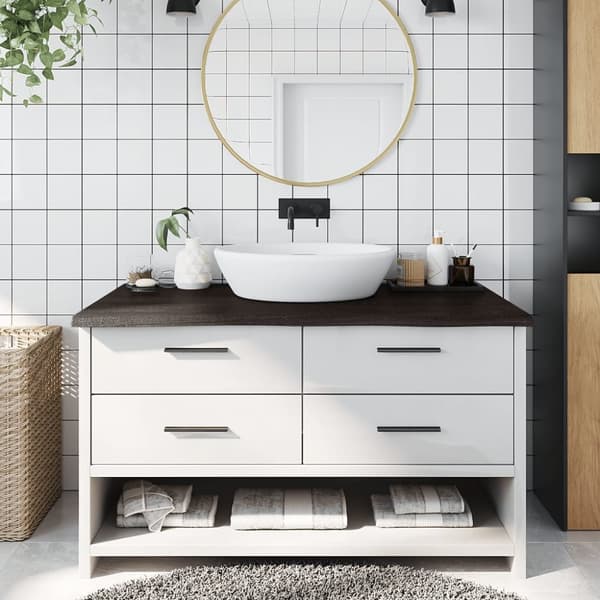Bänkskiva badrum mörkbrun 100x60x(2-4) cm behandlat massivt trä