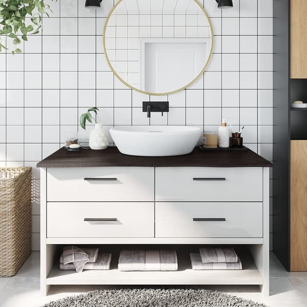 Bänkskiva badrum mörkbrun 100x50x2 cm behandlat massivt trä