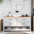 Miniatyrbild 1 av 2: Bänkskiva för badrum 160x60x(2-6) cm obehandlat massivt trä