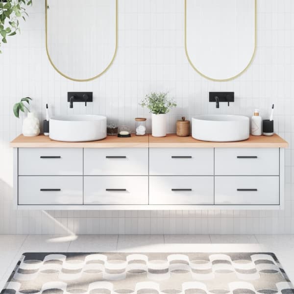 Bänkskiva för badrum 200x60x(2-4) cm obehandlat massivt trä