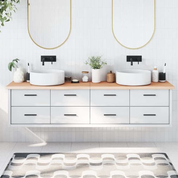 Bänkskiva för badrum 200x60x(2-4) cm obehandlat massivt trä