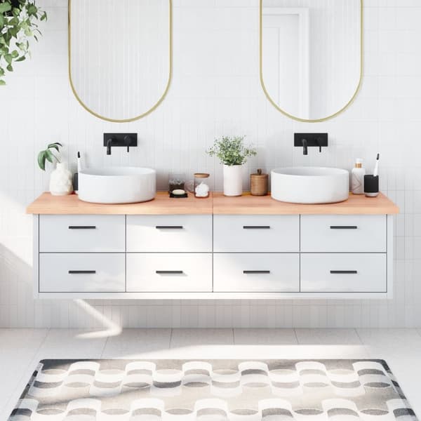 Bänkskiva badrum ljusbrun 200x60x(2-4) cm behandlat massivt trä