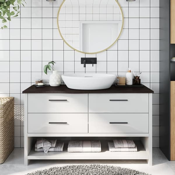 Bänkskiva badrum mörkbrun 100x40x2 cm behandlat massivt trä