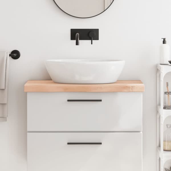 Bänkskiva för badrum 80x30x(2-6) cm obehandlat massivt trä