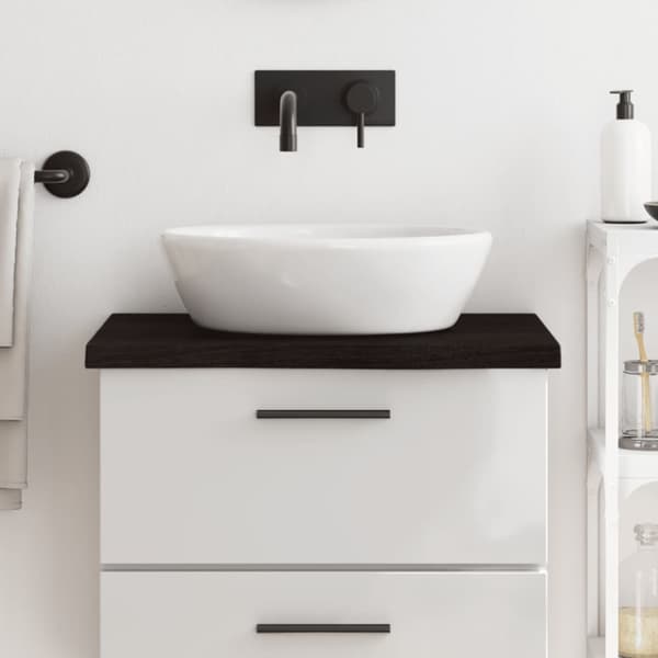 Bänkskiva badrum mörkbrun 60x50x(2-4) cm behandlat massivt trä