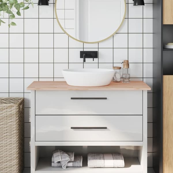 Bänkskiva för badrum 100x50x1,5 cm massivt bokträ