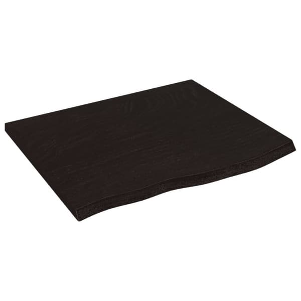 Bänkskiva badrum mörkbrun 60x50x(2-6) cm behandlat massivt trä