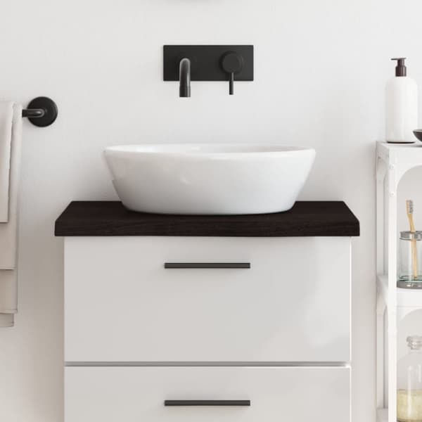 Bänkskiva badrum mörkbrun 60x60x(2-4) cm behandlat massivt trä