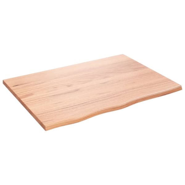 Bänkskiva badrum ljusbrun 80x60x2 cm behandlat massivt trä