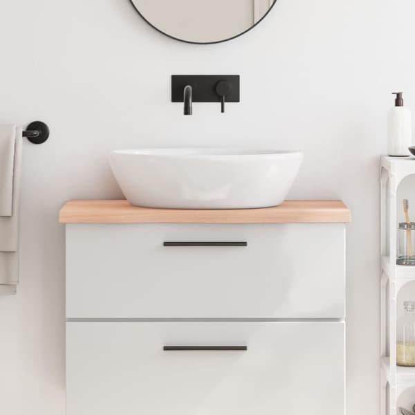 Bänkskiva för badrum 80x40x(2-4) cm obehandlat massivt trä
