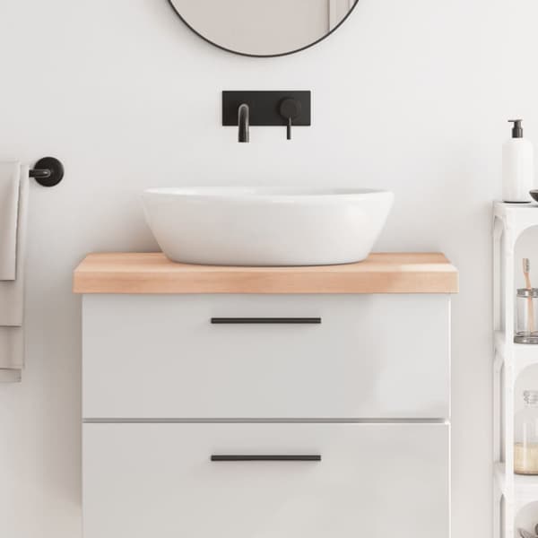 Bänkskiva för badrum 80x60x(2-6) cm obehandlat massivt trä