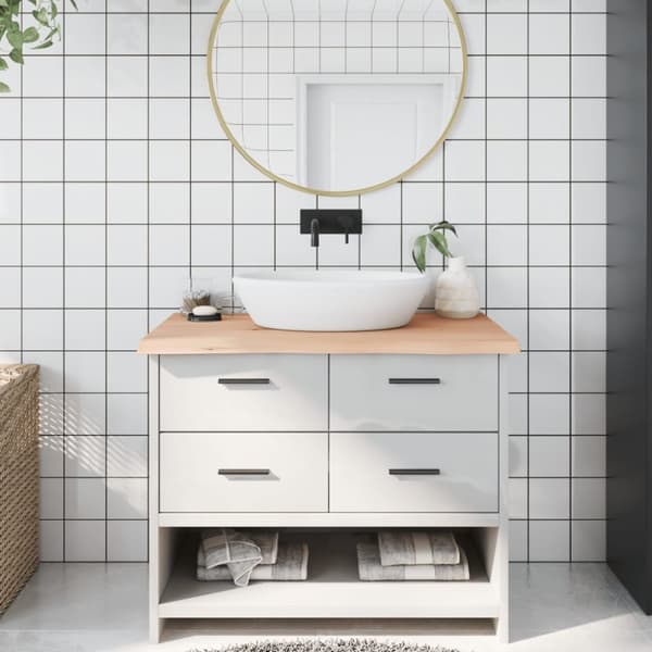 Bänkskiva för badrum 100x60x(2-4) cm obehandlat massivt trä
