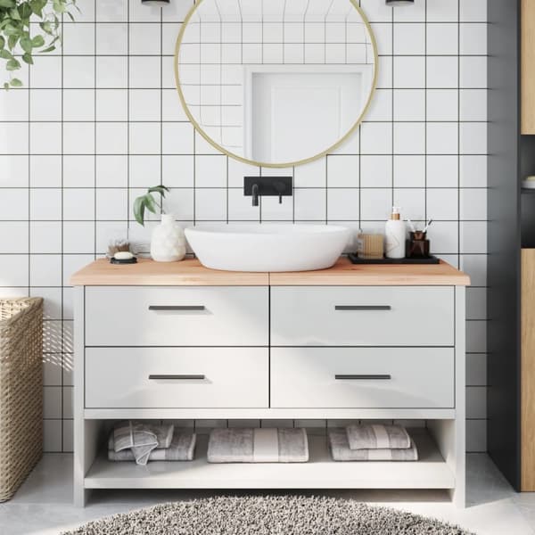 Bänkskiva för badrum 140x60x(2-4) cm obehandlat massivt trä