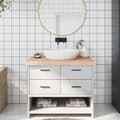 Miniatyrbild 1 av 2: Bänkskiva för badrum 100x50x(2-6) cm obehandlat massivt trä
