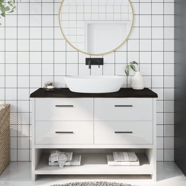 Bänkskiva badrum mörkbrun 120x60x(2-4) cm behandlat massivt trä