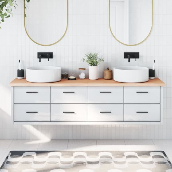 Bänkskiva för badrum 180x60x(2-4) cm obehandlat massivt trä