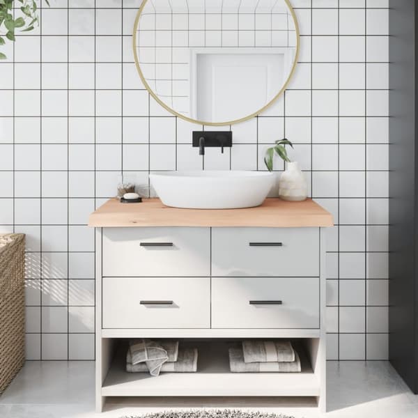 Bänkskiva för badrum 100x60x(2-6) cm obehandlat massivt trä